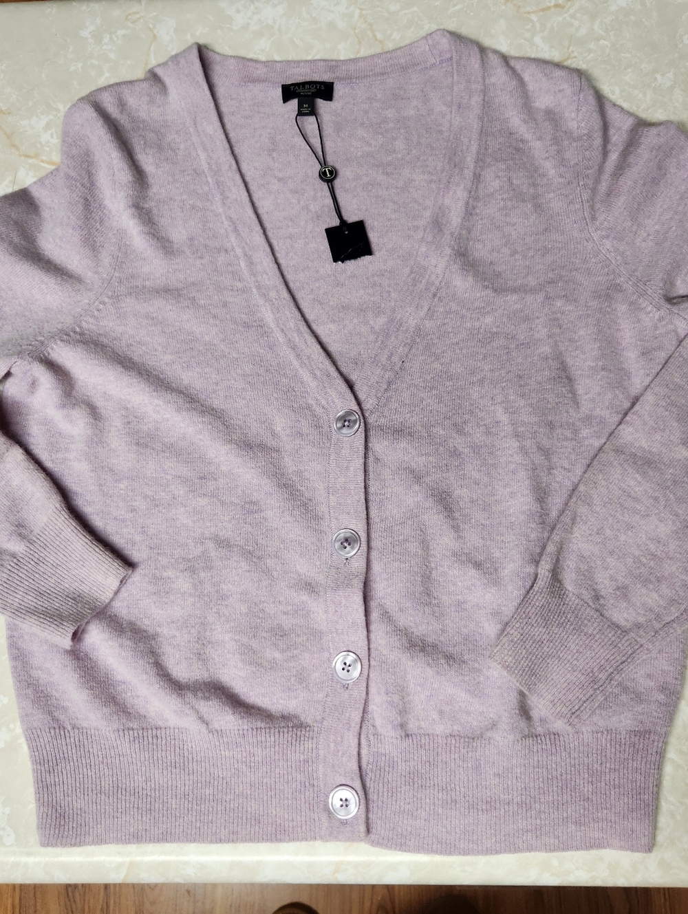 Talbots Petites Medium Lambswool Nylon Angora Rabbit Cardigan Sweater New